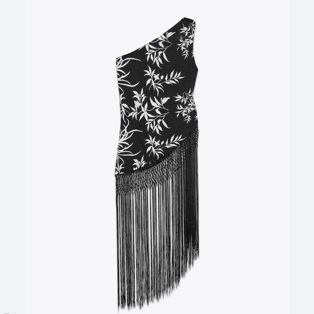 Zara NWT asymmetric embroidered fringed top 3183/013 - Picture 4 of 7